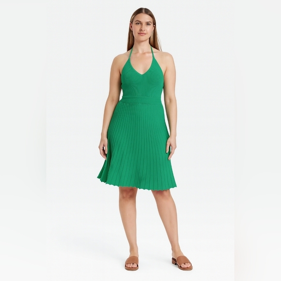 a new day Dresses & Skirts - Green Knit Halter Flare Dress